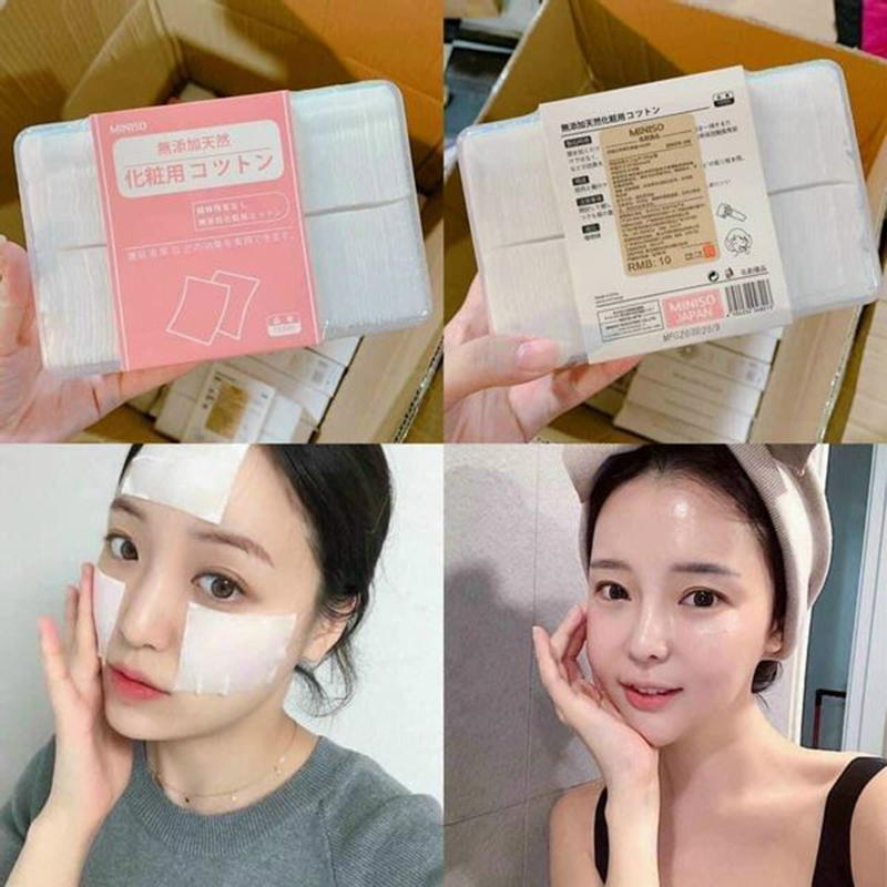 Bông Tẩy Trang MINISO Natural Cotton Pads Nội Địa Nhật Cotton 3 Lớp 1000 miếng - Ảnh 6
