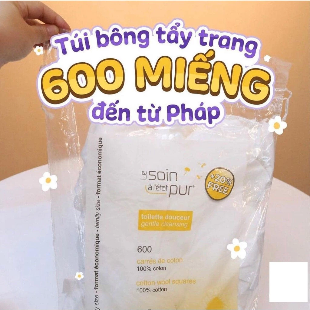 Bông Tẩy Trang Pháp Tetra LE SOIN A L’ÉTAT PUR Đa Năng 100 % Coton 600M - Ảnh 2
