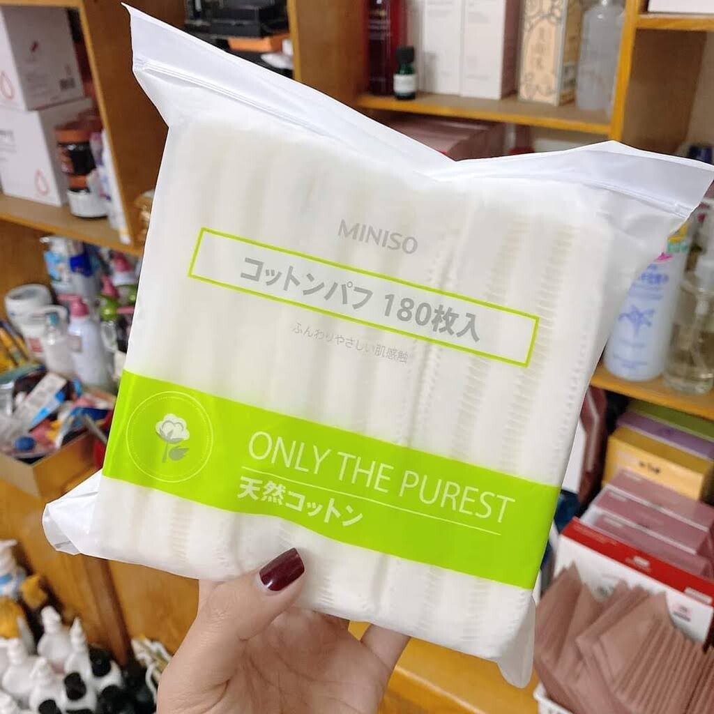 Bông Tẩy Trang MINISO Nhật Bản 100% Cotton Mềm Mại 180 miếng - Ảnh 4