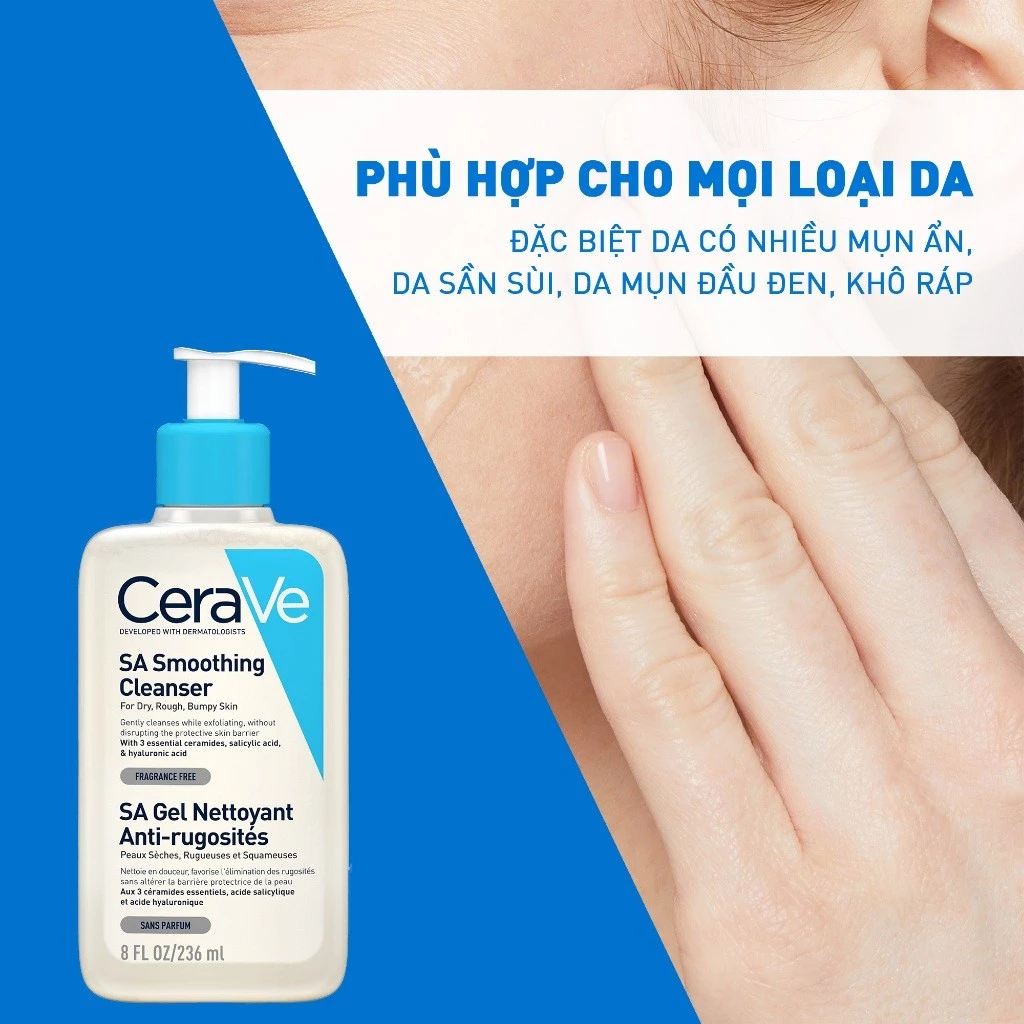 Sữa Rửa Mặt CERAVE SA Smoothing Cleanser Tẩy Tế Bào Chết Dịu Nhẹ Cho Mọi Loại Da 236ml - Ảnh 6