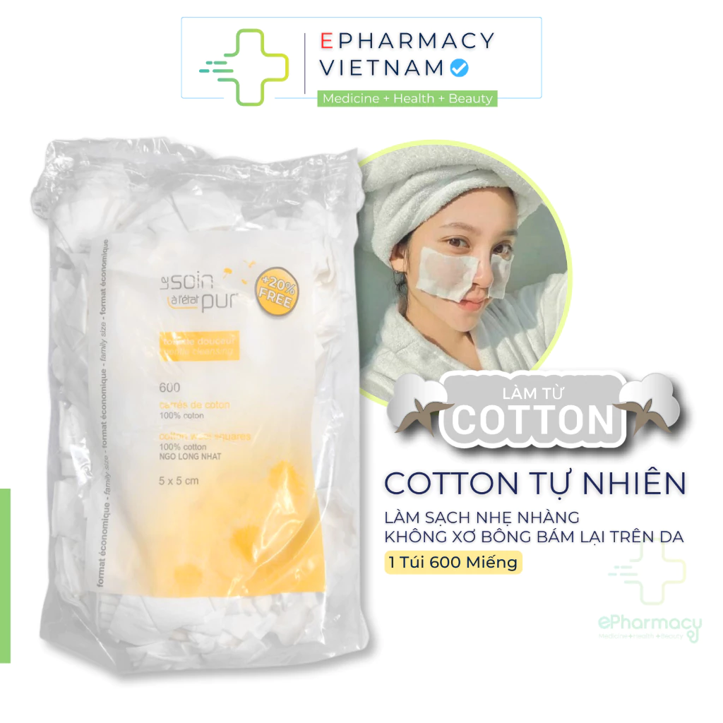 Bông Tẩy Trang Pháp Tetra LE SOIN A L’ÉTAT PUR Đa Năng 100 % Coton 600M