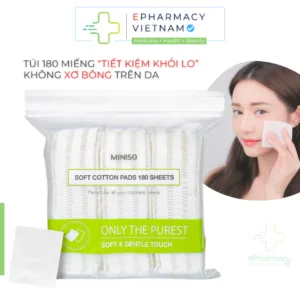 Bông Tẩy Trang MINISO Nhật Bản 100% Cotton Mềm Mại 180 miếng