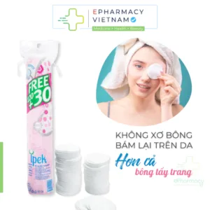 Bông Tẩy Trang IPEK Từ Cotton Tự Nhiên Mềm Nhẹ, Không Để Lại Xơ Bông 120+30 Pcs