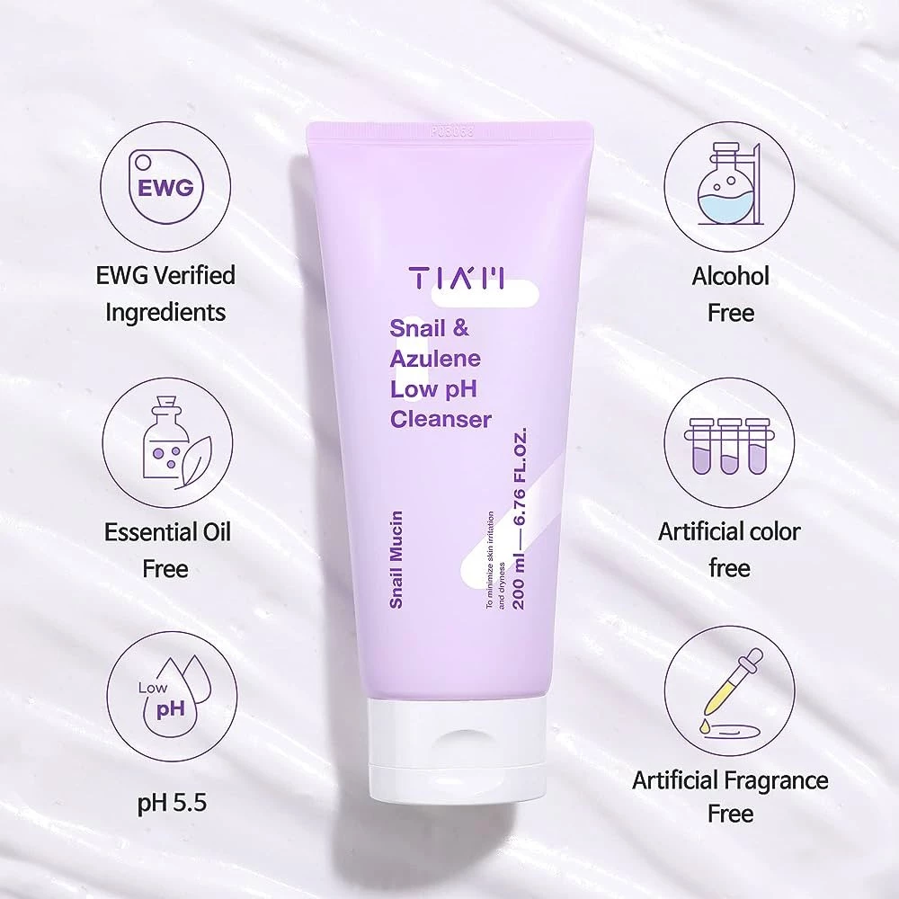 Gel Rửa Mặt TIAM Snail & Azulene Low PH Cleanser Làm Sạch Dịu Nhẹ Cho Làn Da 200ml - Ảnh 2
