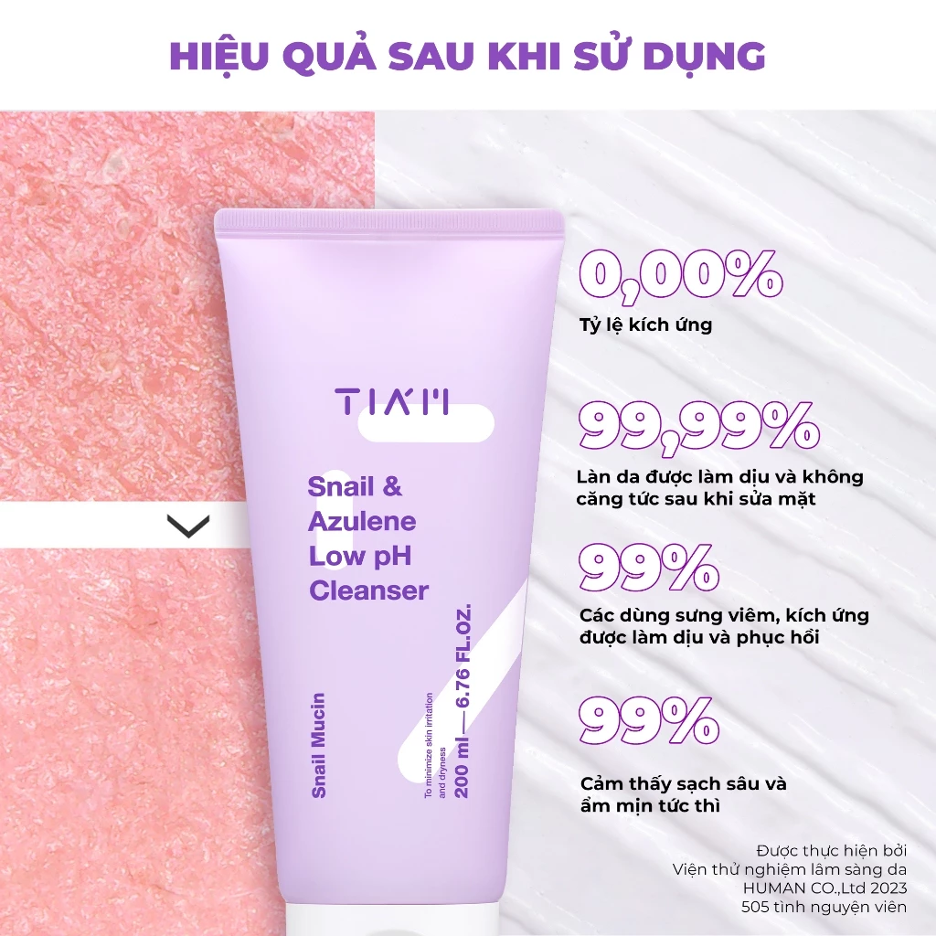 Gel Rửa Mặt TIAM Snail & Azulene Low PH Cleanser Làm Sạch Dịu Nhẹ Cho Làn Da 200ml - Ảnh 3