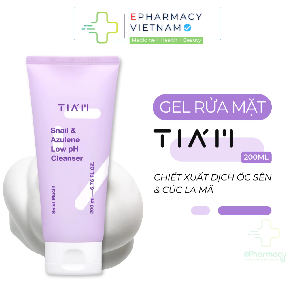 Gel Rửa Mặt TIAM Snail & Azulene Low PH Cleanser Làm Sạch Dịu Nhẹ Cho Làn Da 200ml