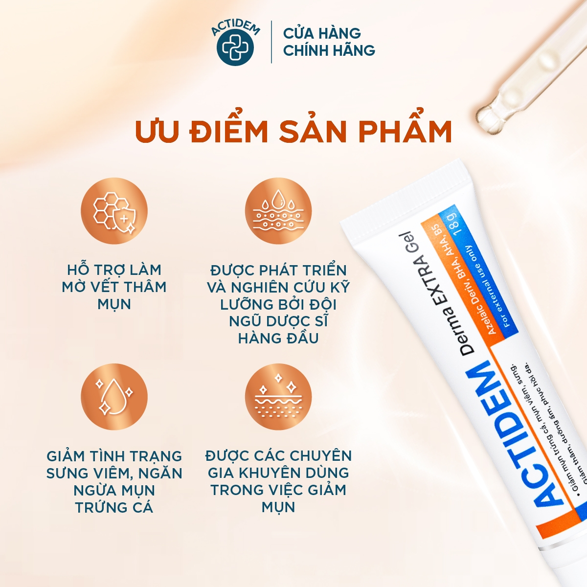 Gel giảm mụn ACTIDEM Derma Extra Gel Giảm Mụn, Hạn Chế Thâm Sau Mụn 18g - Ảnh 5