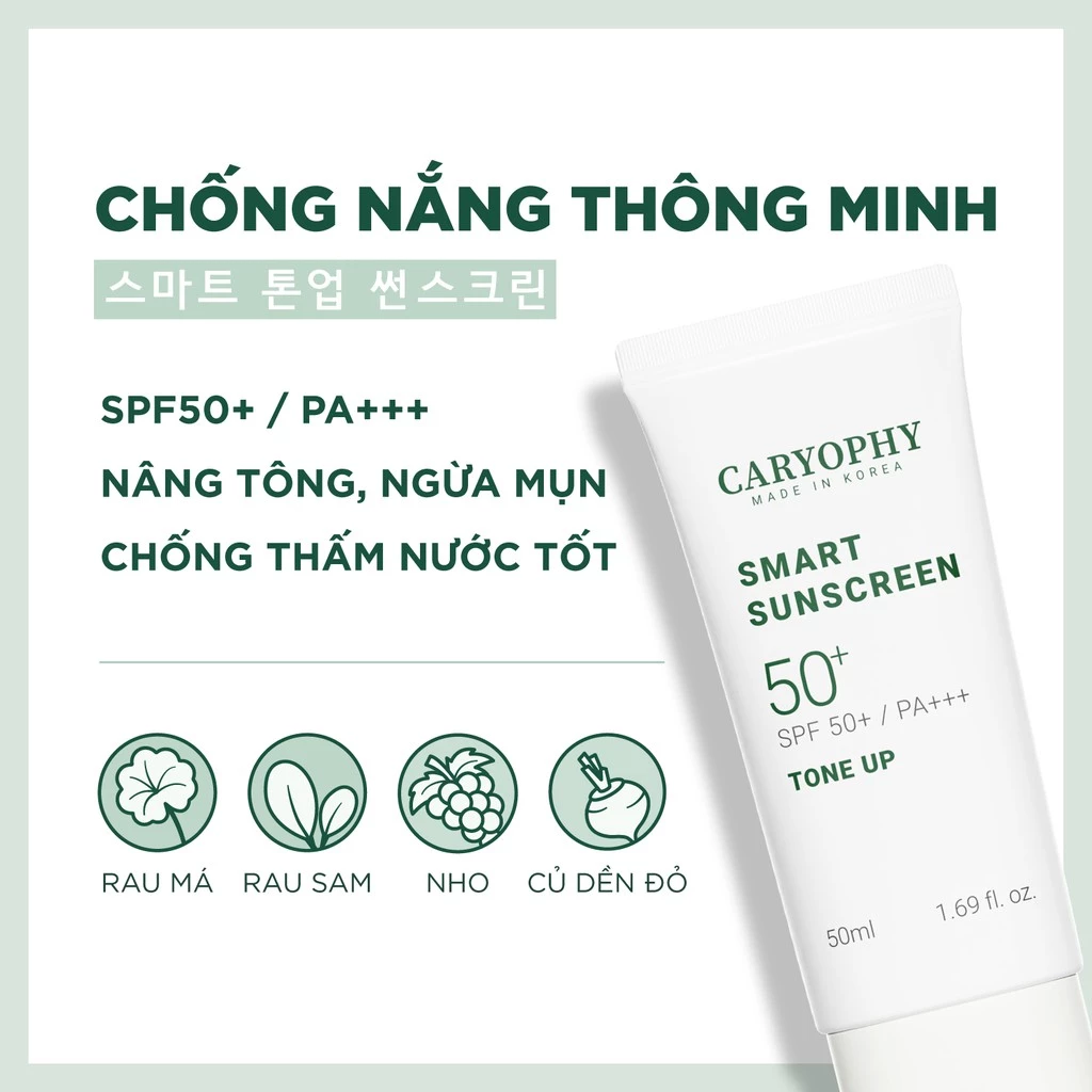 Kem Chống Nắng Caryophy Smart Tone Up Sunscreen Spf 50+ 50ml - Ảnh 3