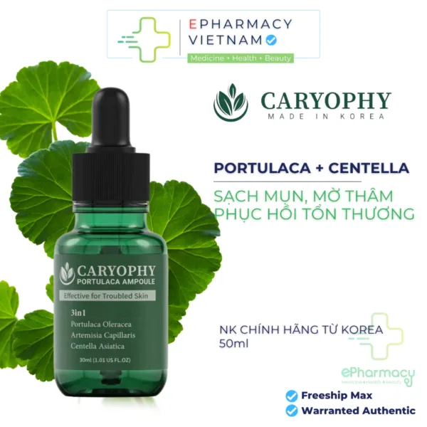 Serum Mụn Caryophy Portulaca Ampoule - Tinh chất giảm mụn và mờ thâm 30ml