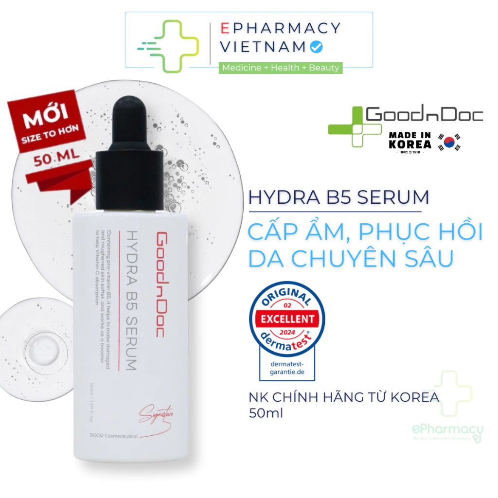 Serum GOODNDOC HYDRA B5 Dưỡng Ẩm Sáng Da, Mờ Thâm Nám, Cấp Nước, Hạn Chế Lão Hóa - Ảnh 2